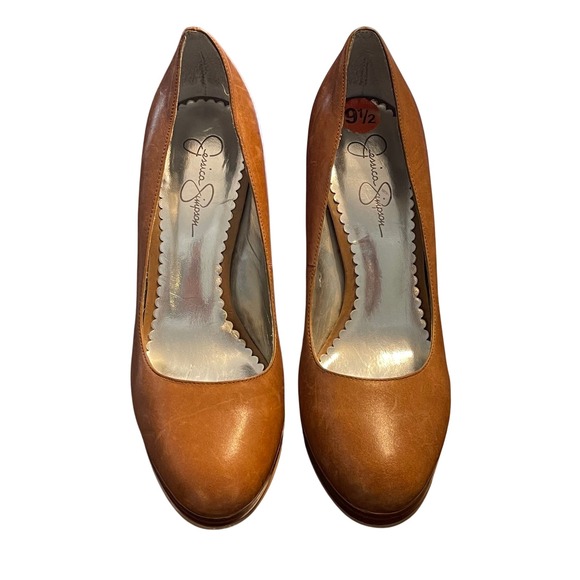 Jessica Simpson Womens Platform Heels Brown Leather Pumps Size 9.5 - Picture 1 of 7